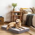 Sunheir Orthopedic Dog Bed for Large Dogs - Big Waterproof Dog Crate Bed with Removable Washable Cover, Egg Crate Foam Support, Anti-Slip Bottom, Deluxe Plush Pet Bed Mat (Grey)