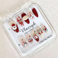 Luxury Handmade Press on Nails - Long Square White French Tips Press on Nail with Almond 3D Rhinestones, Flowers & Butterflies, Acrylic Multi-Layer Gel False Nails for Women (10Pcs Size M)