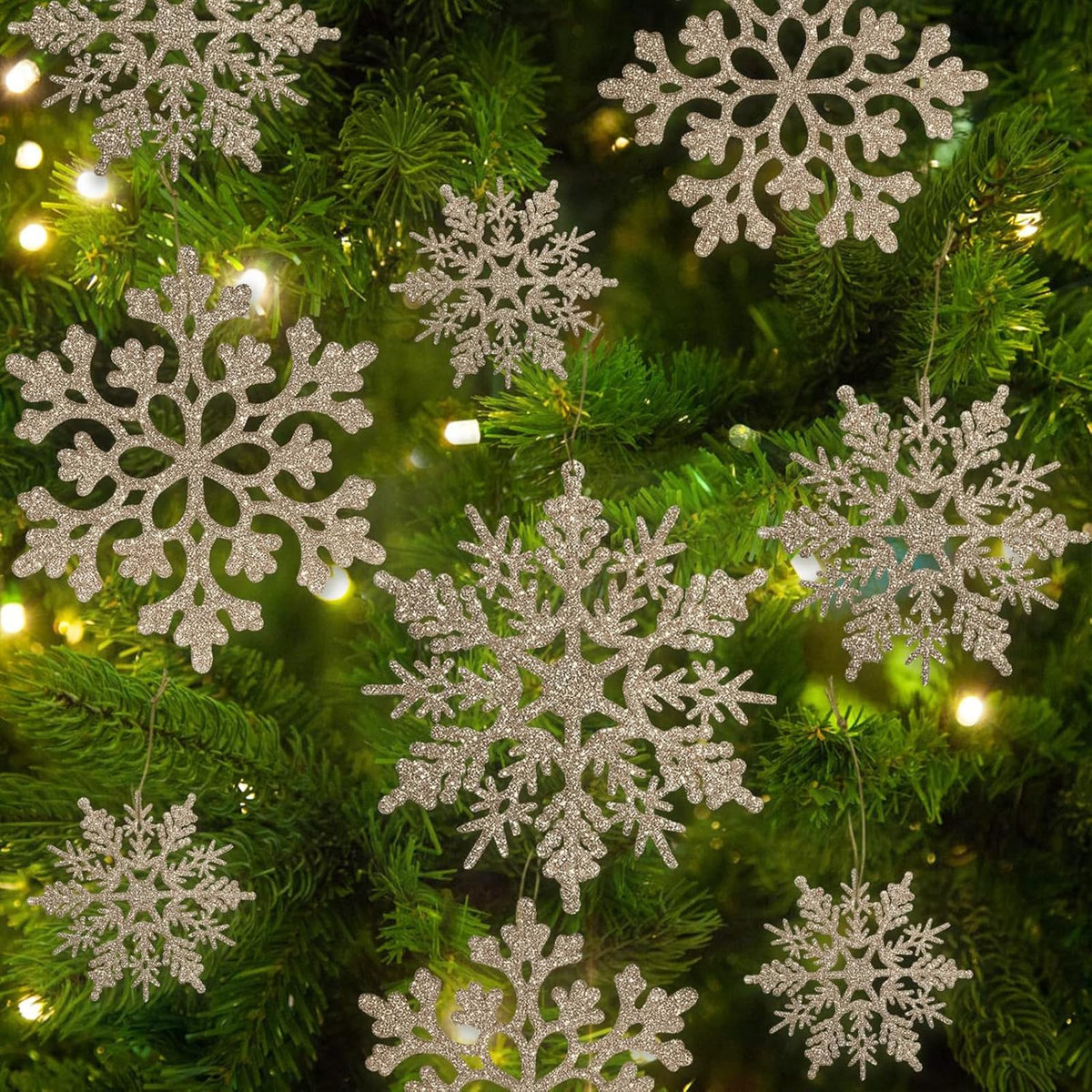 kockuu Christmas Decorations Snowflake Ornament White for Tree Decor Craft