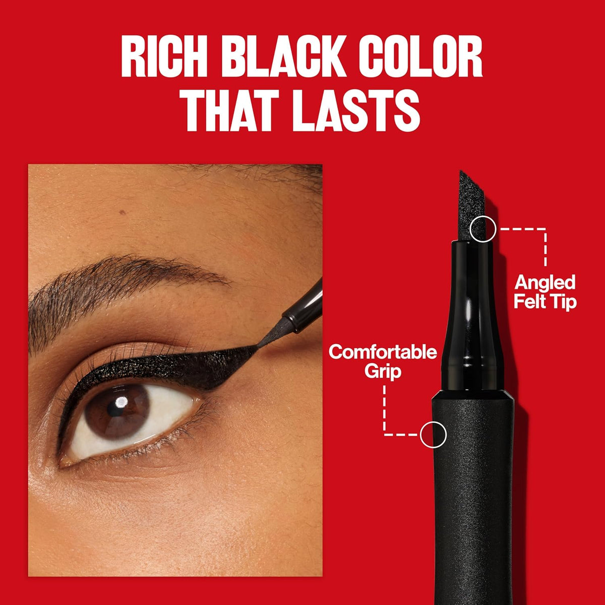 Revlon ColorStay Wing Line Liquid Eyeliner, Blackest Black, 0.04 fl oz | Waterproof liquid eyeliner with angled tip for easy wings & cat eyes. Smudge-proof, up to 24hr wear.