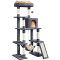 Yaheetech 63in Large Cat Tree for Heavy Cats up to 22lbs, Anti-Wobble Tower with Condo & Hammock, Space-Saving for Indoor Multi-Pet Households, Stops Furniture Scratching
