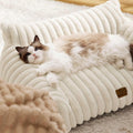 Bedsure ComfyFleece™ Shown on TV Fluffy Cute Dog Couch for Pets,30in Cream | Small & Medium Dog Bed Washable Cover,Supportive Couch Bed for Small Dogs,Pet Sofa Seen on Good Day New York,Up to 20 Lbs