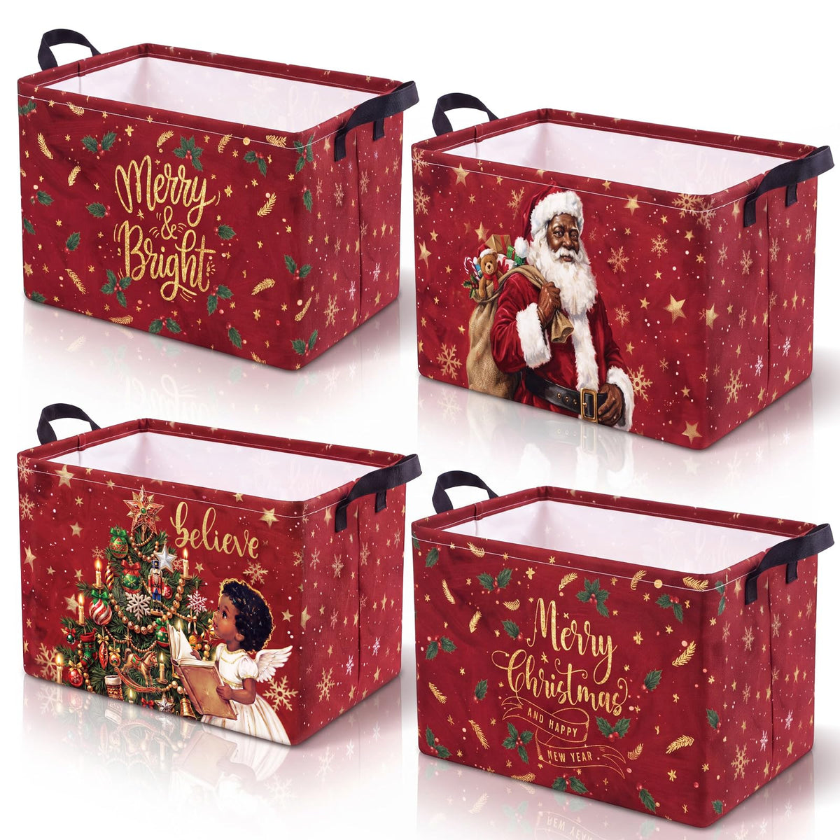 4 Pcs Thanksgiving Storage Basket Empty with Handles, Large Fabric