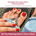 Glamnetic Press On Toenails - Natural Fake Nails | Cherry Red Chrome Press On Toenails, Salon Quality Press On Nails Kit with Glue | Cherry Glaze - 32 Nail Set in 16 Sizes