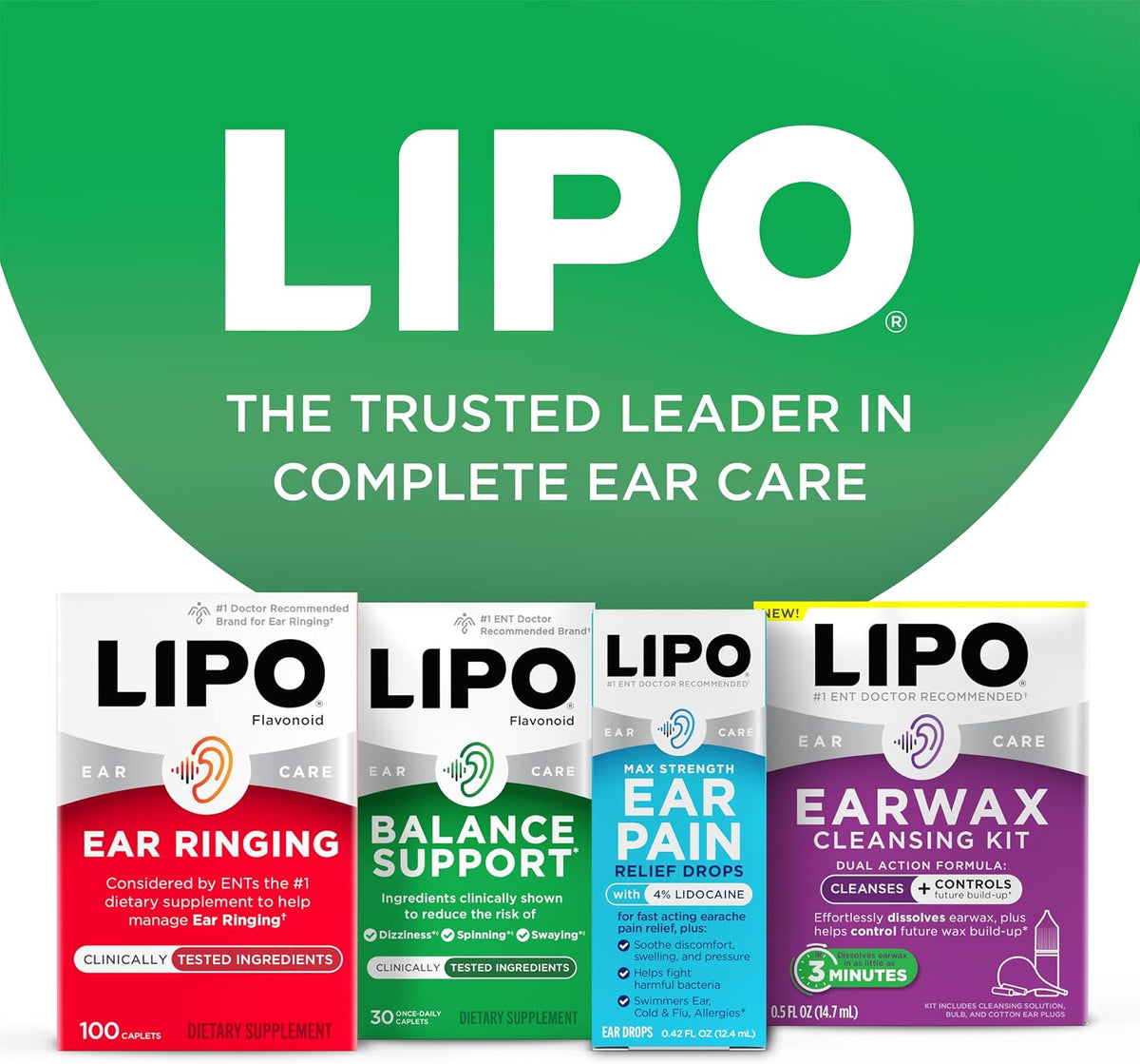 LIPO Balance Support Supplement for Dizziness & Vertigo - Inner Ear Health & Circulation Formula with Ginkgo Biloba, Vitamin D & B Complex - Supports Balance & Stability - 30 Ct