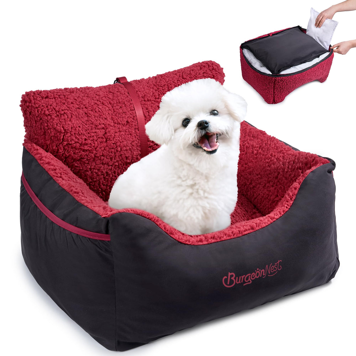 BurgeonNest Dog Car Seat for Small Dogs & Cats Under 25 lbs,Black