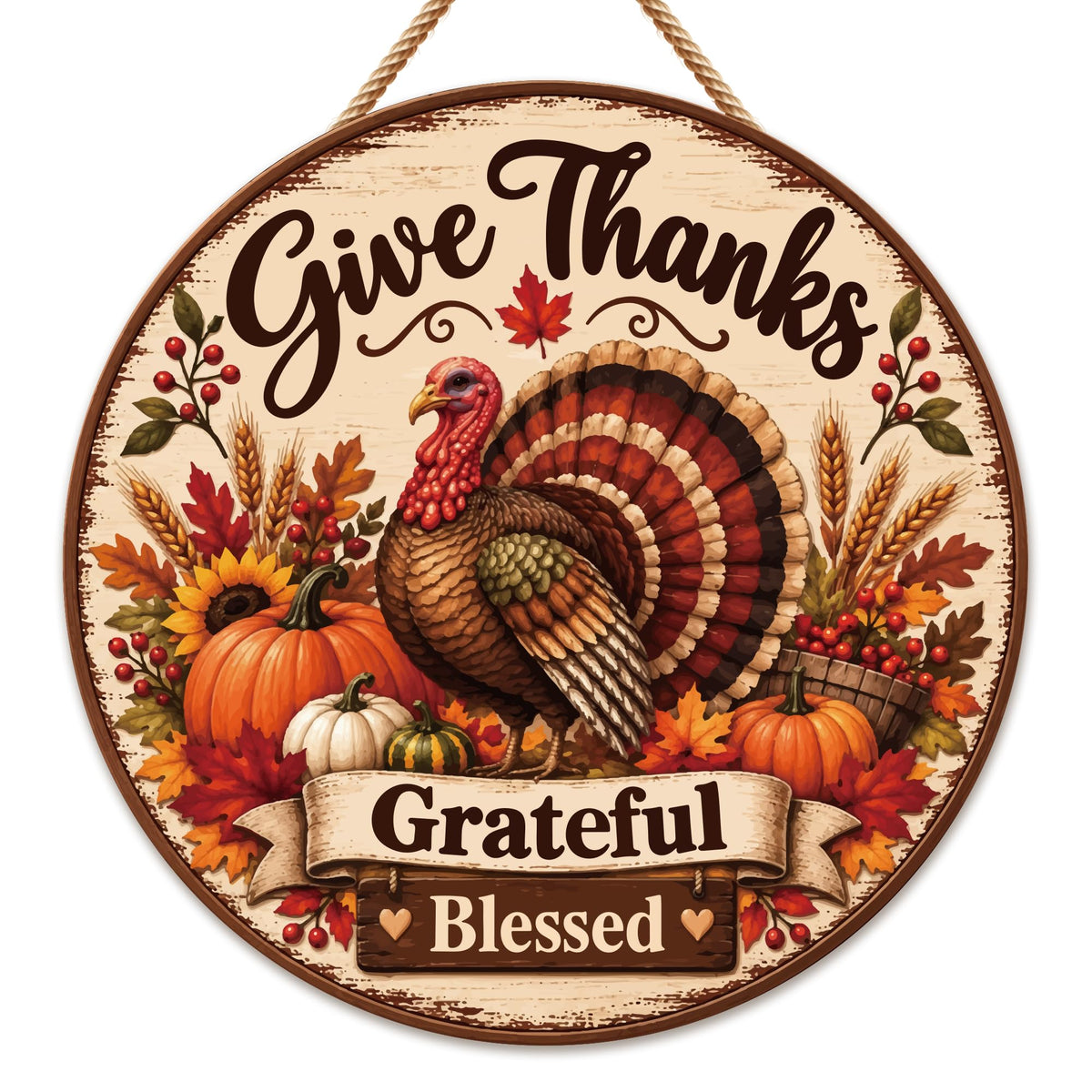 Thanksgiving Decorations - Fall Thanksgiving Welcome Sign for Front Door