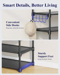 Kitsure 10 Tier Shoe Rack, Tall Shoe Organizer, 32.2" Wide, Black | Large-Capacity Shoe Storage with Hooks, Shoe Shelf for Closet, Entryway, Bedroom, Living Room, Zapateras Organizer