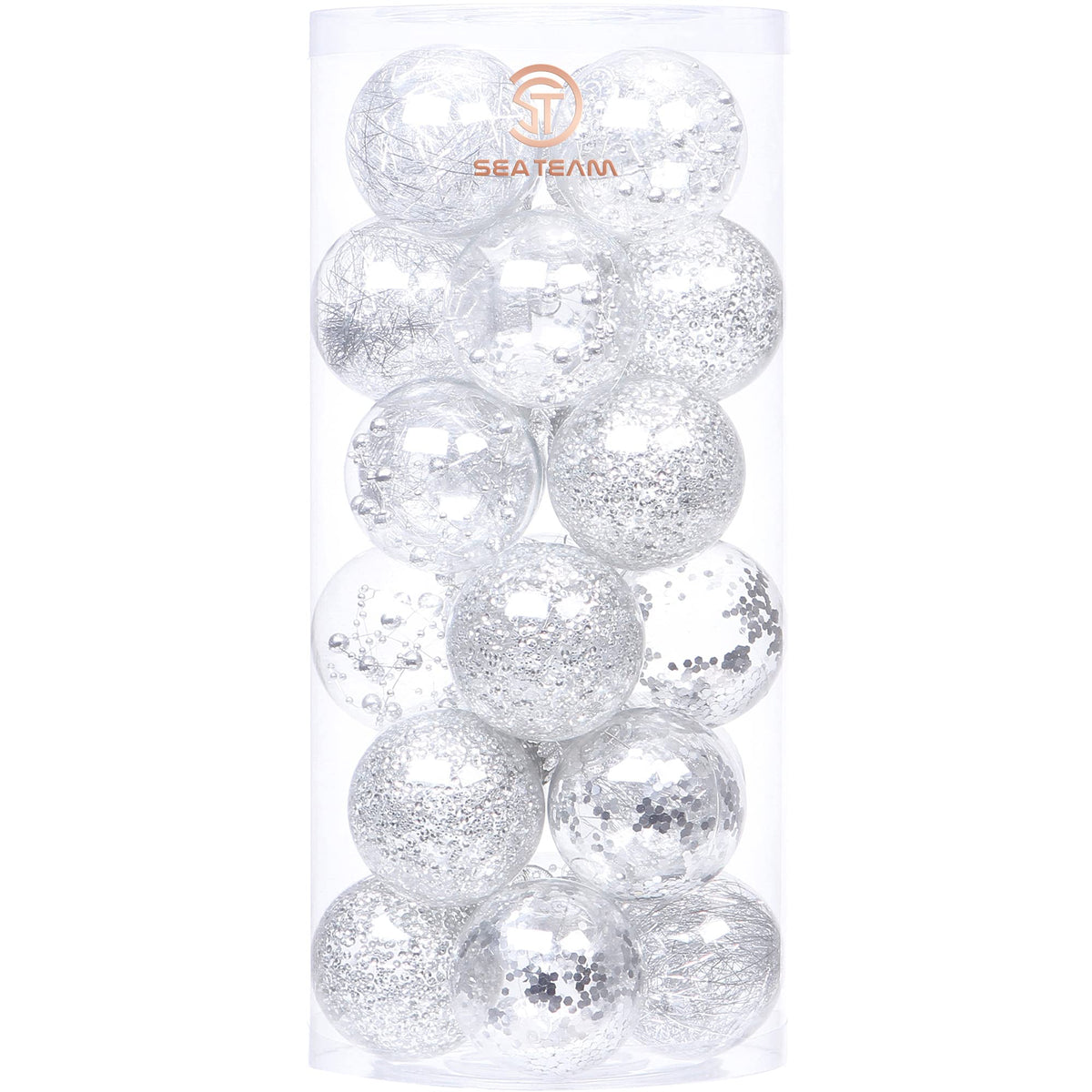 Sea Team 30-Pack Clear Christmas Ball Ornaments with Fillers, Champagne