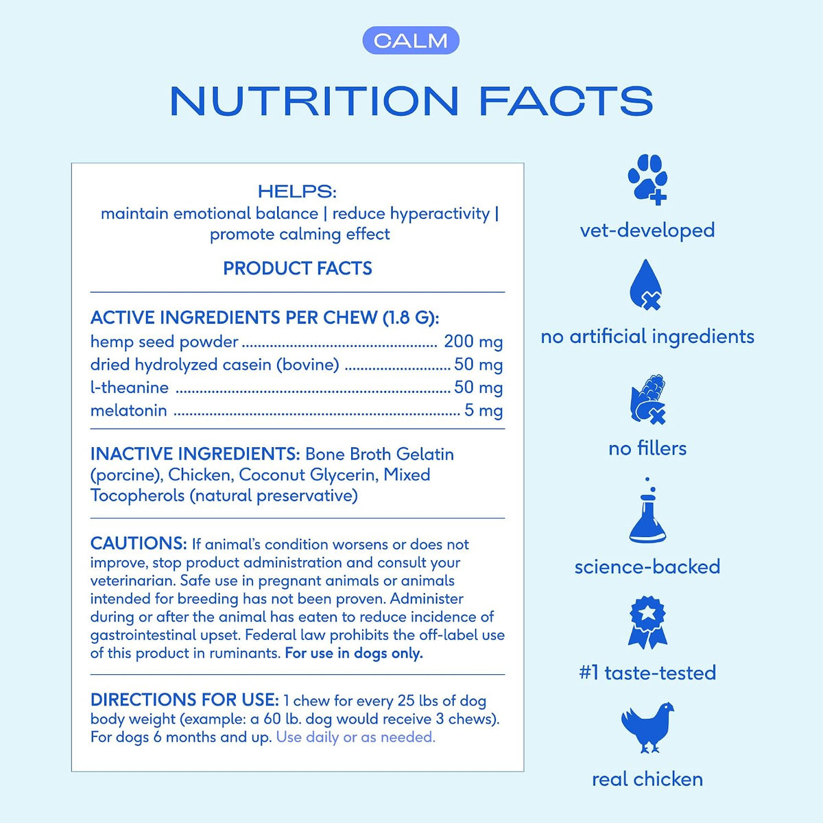 Native Pet Calming Chews for Dogs Medium Breed - 60 Calming Dog Treats - Hemp Seed, Melatonin, L-Theanine - Supports Calm Behavior - 30 Chews