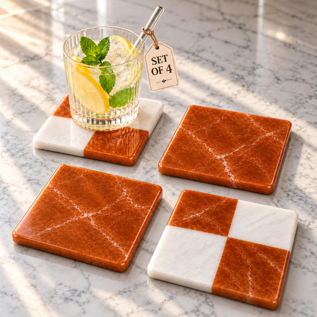 Folkulture Fall Coasters Set of 4, Boho Fall Table Decor