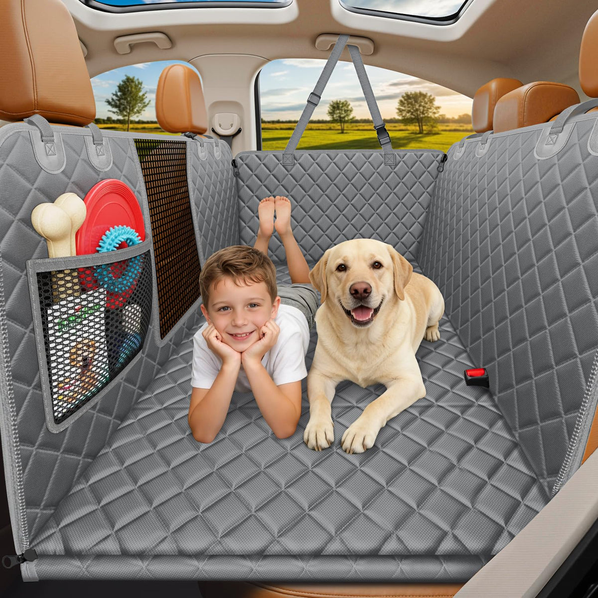 URPOWER Hard Bottom Dog Car Seat Cover, Back Seat Extender for Cars & SUVs