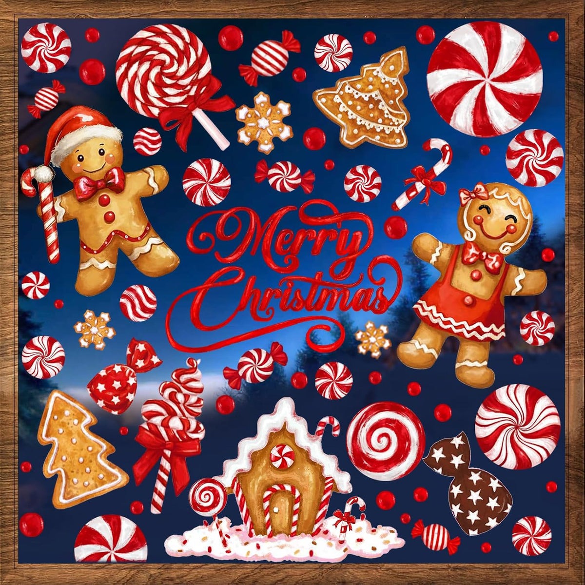 DULEFUN Christmas Window Clings, Gingerbread Man Candy Window's Stickers