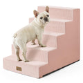 COZY KISS Dog Stairs for Small Dogs, 5 Tier Wider Pet Stairs for High Beds, 23.6" H Non-Slip Dog Steps for Old Cats, Puppies, Small Medium Dogs, 19.7x29.5x23.6 inch, Beige
