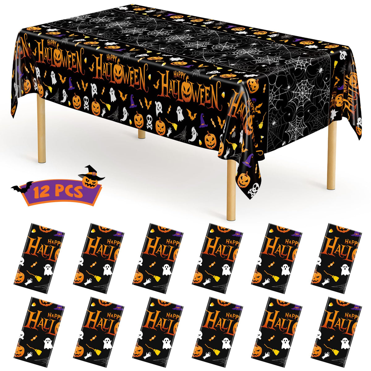 3 Pack Thanksgiving Tablecloths, 108" x 54" Disposable Turkey Table Cloth