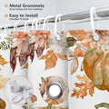 MEHOFOND Fall PumpkinsShower Curtain Autumn Watercolor Floral Bath Curtain