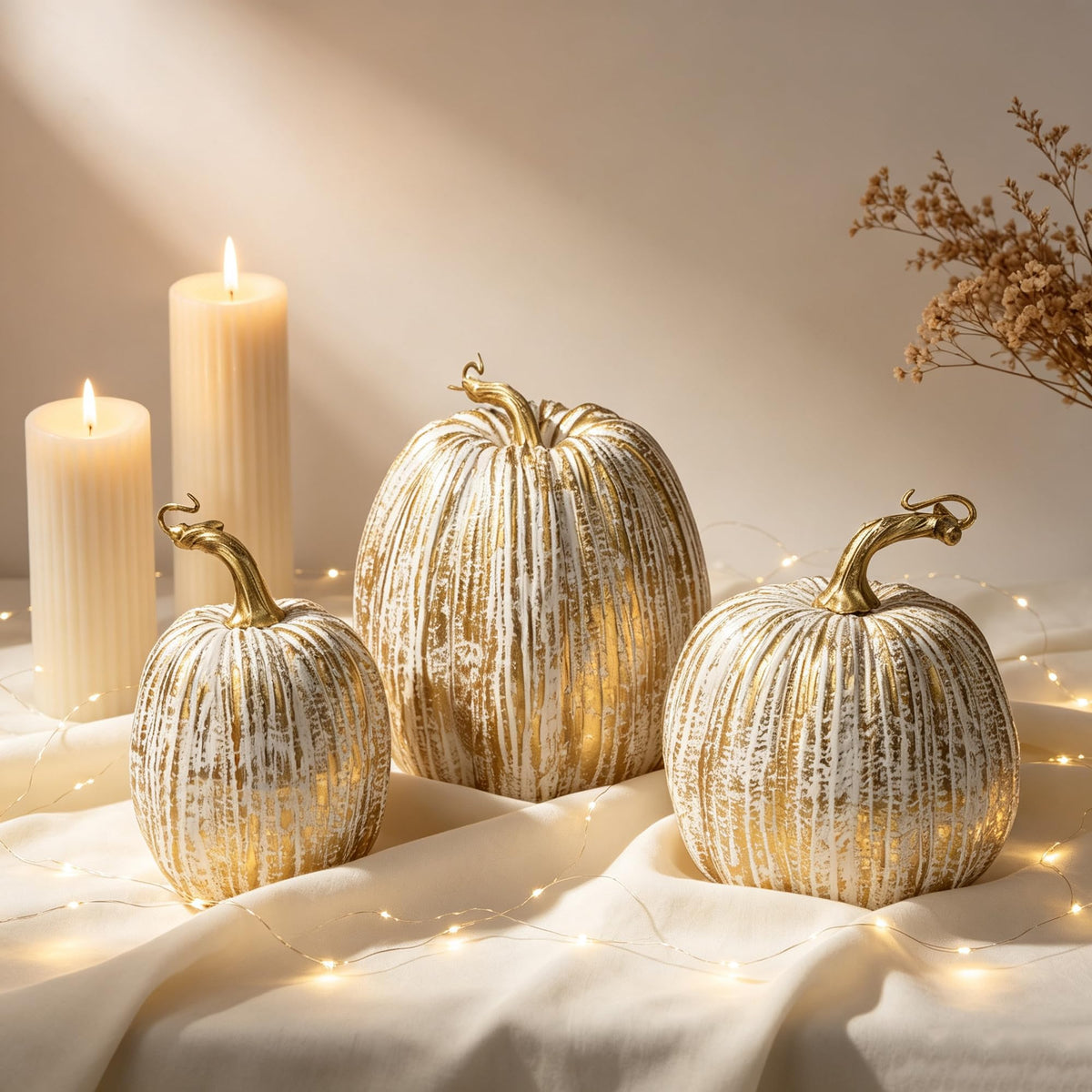 winemana Fall Decorations for Home Mini Pumpkins Gourds & Leaves Set