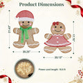 Gingerbread Man Christmas Outdoor Decor with LED Lights, Set of 2