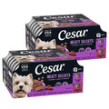 Cesar Wet Dog Food Classic Loaf in Sauce Grilled Chicken, Filet Mignon, Porterhouse Steak, Beef, Chicken & Liver and Turkey Variety Pack 3.5 oz. Easy Peel Trays (36 Count, Pack of 1)