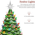 Best Choice Products 15in Ceramic Christmas Tree, Pre-lit Hand-Painted Tabletop Holiday Tree, Star Topper, 64 Lights - Green w/Multicolored Bulbs