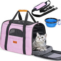 Morpilot Pet Carrier for Large Cats, Puppies & Small Dogs Up to 25lbs, Escape-Proof with Locking Zippers, Dual-Sided Cushion, Safety Buckle for Car & Vet Travel, Includes Foldable Bowl (Dark Gray)