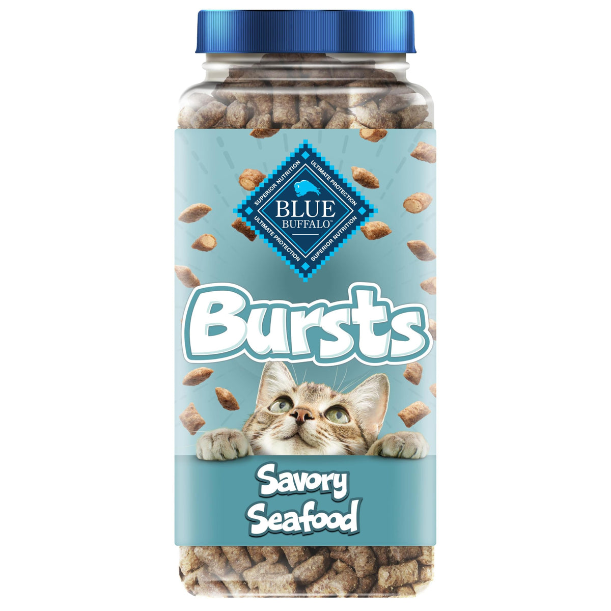 Blue Buffalo Bursts Paw-Lickin' Chicken Crunchy & Creamy Cat Treats, Great for Training, Made with Real Chicken Natural Cat Treats Enhanced with Vitamins, Minerals & Other Nutrients, Tub 12 oz.