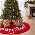 Burlap Christmas Tree Skirt Khaki Embroidered Christmas Tree Mat