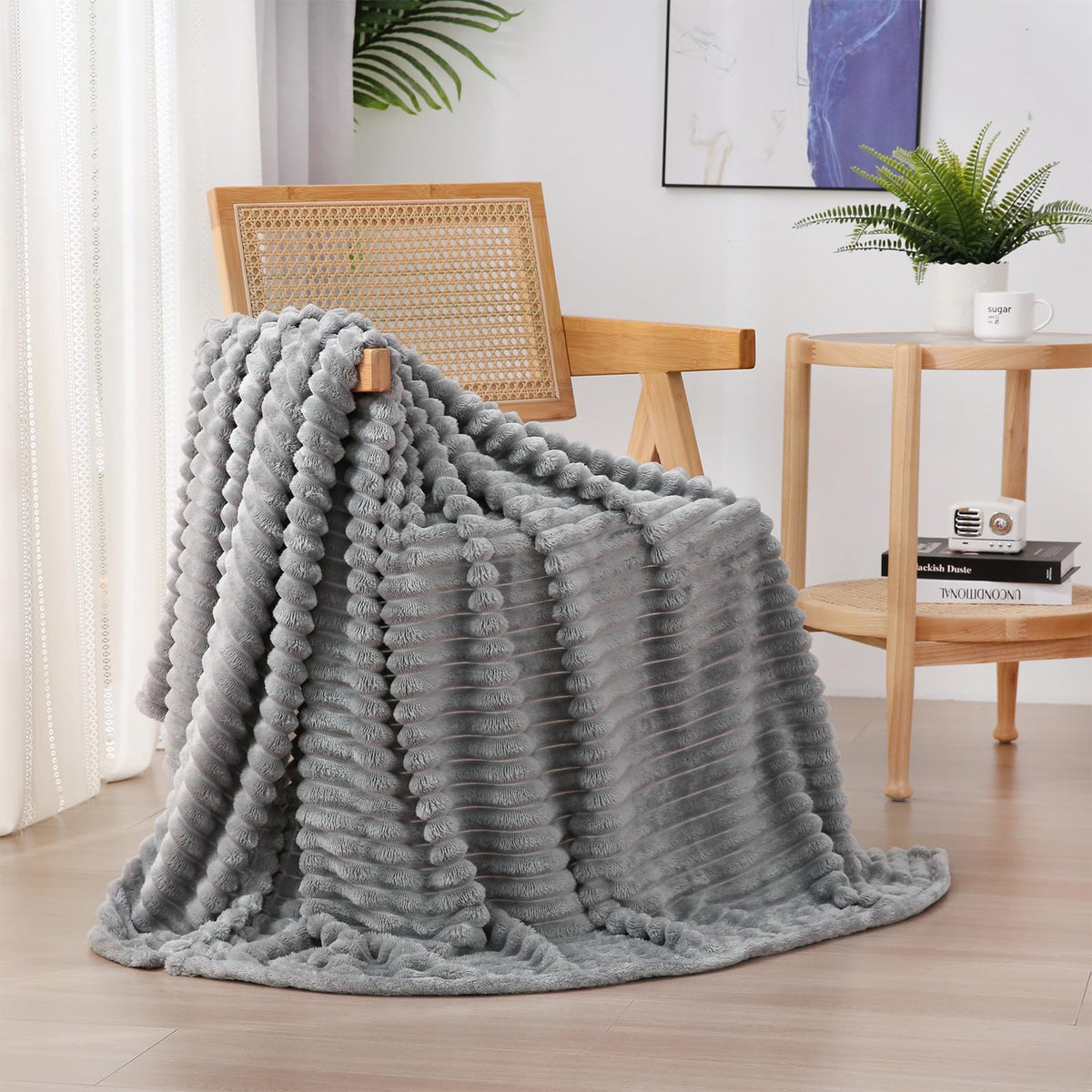 Burnt Orange Fleece Throw Blanket 50”×60” for Couch Sofa Livingroom