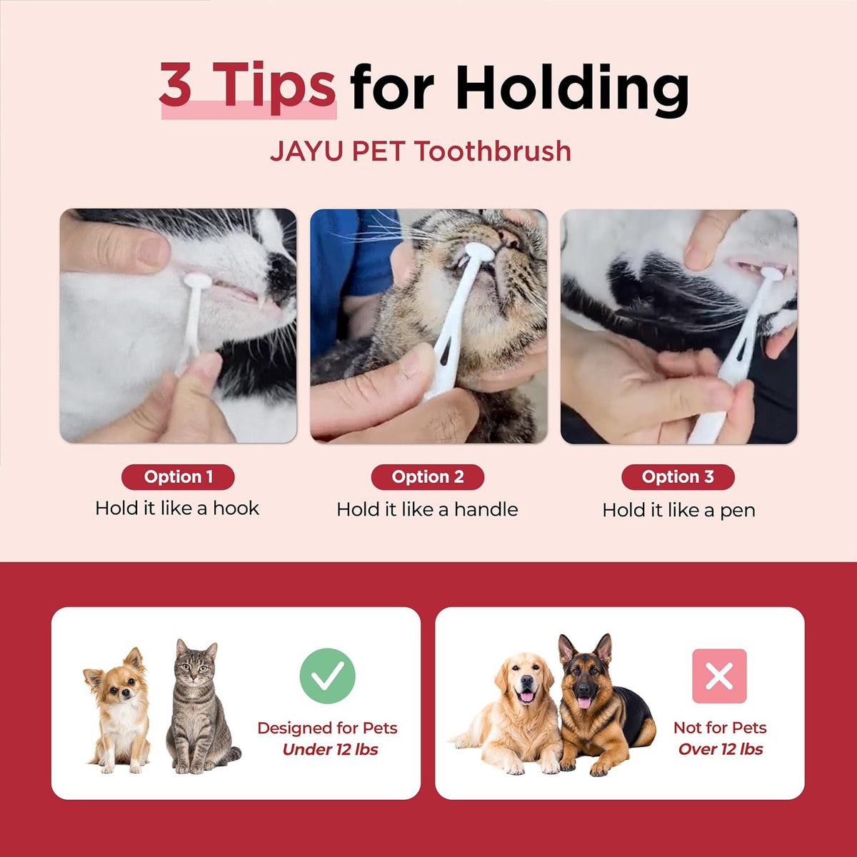 JAYU PET Dental Care Brush with Soft Bristles 1ea