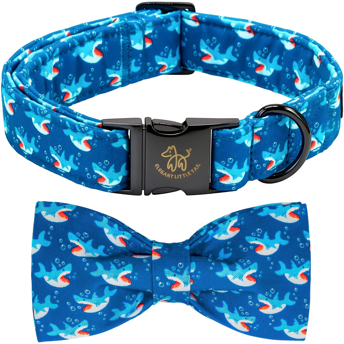Fall Dog Collar with Bow, Black and Orange Print Fall Pet Collars Small