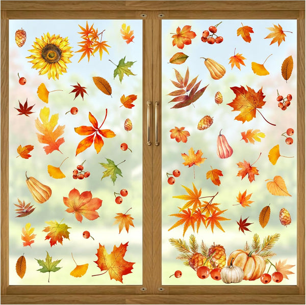 Fall Window Clings, Double-Sided Autumn Decorations