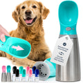 MalsiPree Leak-Proof Portable Dog Water Bottle for Travel - 19 oz, with Pink Bowl - Food Grade Plastic - Dog Bowls - Puppy Essentials - Pet Water Bottle for Trail Hiking, Park Visit & Beach Days