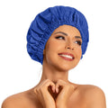 Edoneery Reusable Shower Caps for Women, Waterproof Long Hair Bonnet | Washable Design, Wide Elastic Band, Large Fit, Holds Long Hair, Braids Friendly, Bath Accessories, Spa, Travel