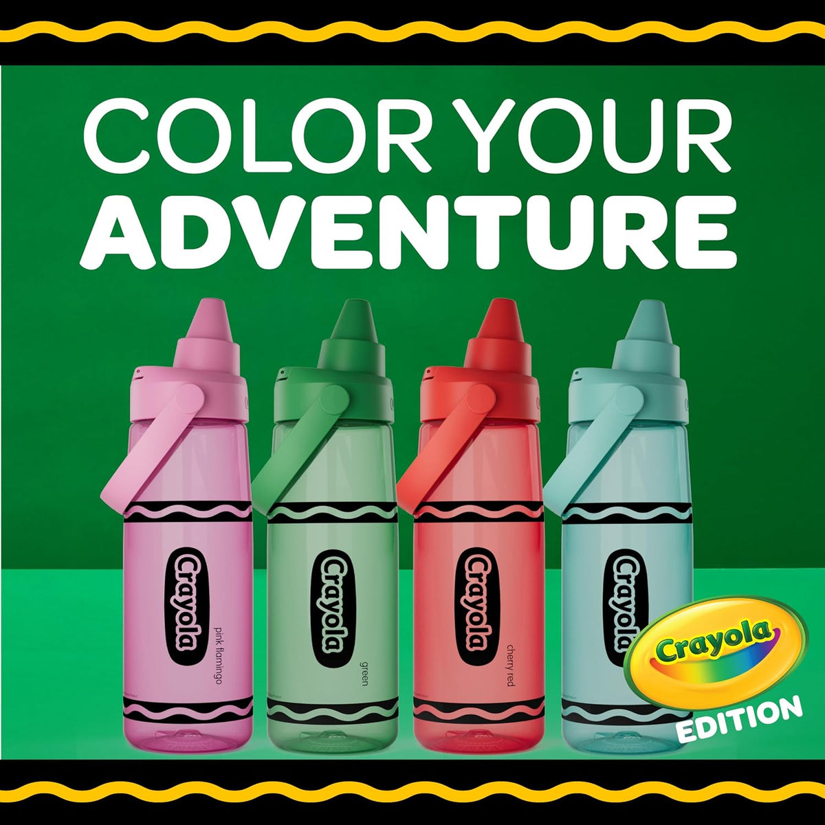 CamelBak Crayola Chug Water Bottle 25oz, Green | Fast Flow Chug Lid, Slim Portable Design, Durable Tritan Renew Bottle, Dishwasher Safe Design, Crayola Color Collection