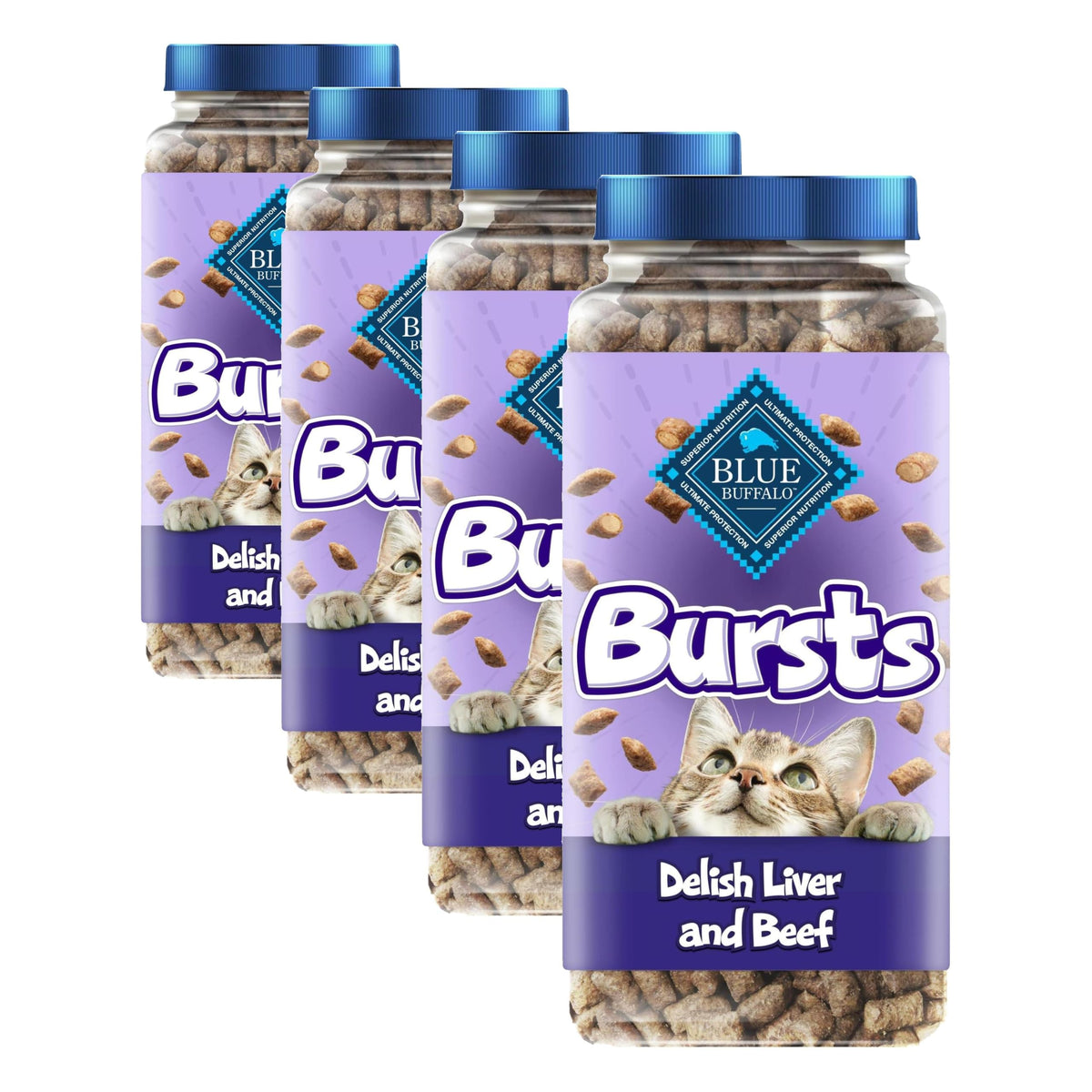 Blue Buffalo Bursts Paw-Lickin' Chicken Crunchy & Creamy Cat Treats, Great for Training, Made with Real Chicken Natural Cat Treats Enhanced with Vitamins, Minerals & Other Nutrients, Tub 12 oz.