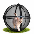 Hamster Ball for Cats, Rolling Cat Playpen, Foldable Mesh Outdoor Catio (A)