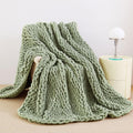 Chunky Knit Blanket Throw for Couch, 51"x63" Chunky Yarn Knitted Blankets | 100% Hand Knit Thick Chenille, Soft Breathable for Bed, Sofa, Home Decor, Cozy Gifts for Women Friends, Sage Green