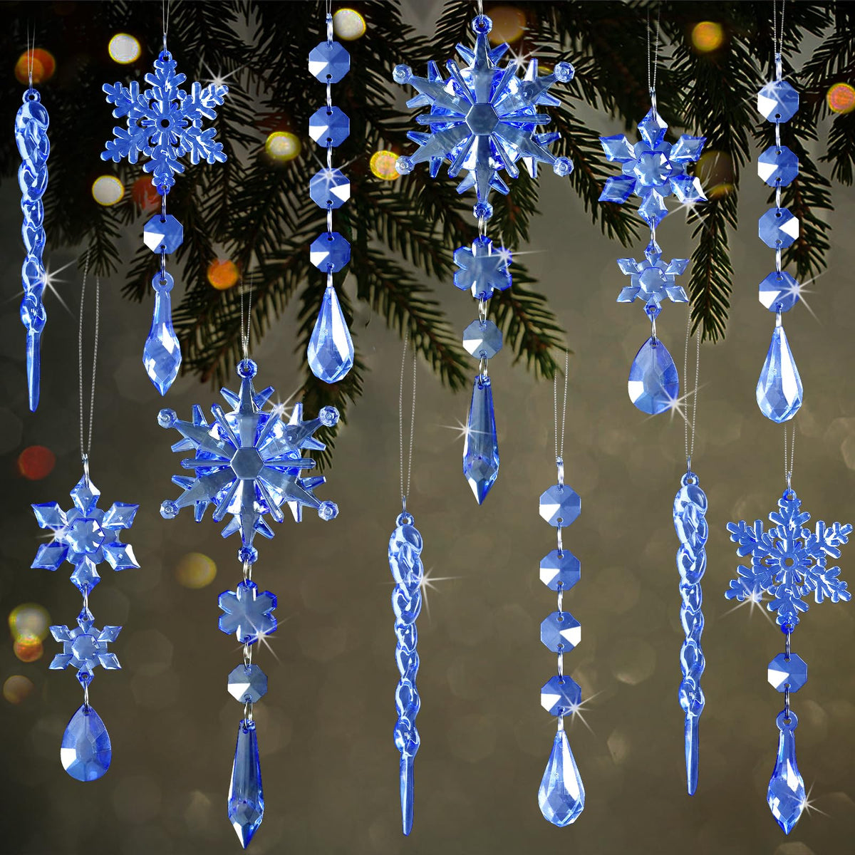 Crystal Ornaments for Christmas Tree Winter Wonderland Decorations