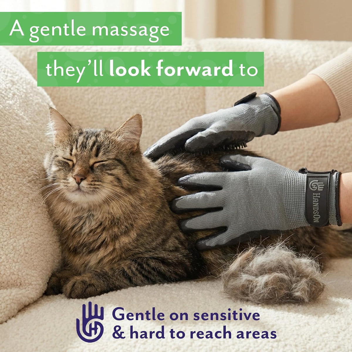 H HANDSON Pet Grooming Gloves - Patented #1 Ranked, Award Winning Shedding, Bathing, & Hair Remover Gloves - Gentle Brush for Cats, Dogs, and Horses (Grey, Small)