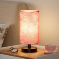 9" Small Table Lamp for Bedroom - Inline Control with 3000K Blub | Cream Shade and Wood Base | 680 Lumens | Easy Assembly | Minimalist Design | E26 | for Kitchen | for Kids Room
