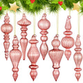 Mifoci 8 Pcs 6 Inch Mercury Glass Finial Christmas Ornaments,Red