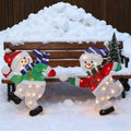 Set of 2 Lighted Snowmen Christmas Decorations, Pre-Lit 2D Tinsel Cute Snowman Snowball Fight with Lights, Light Up & Plug in for Indoor Outdoor Xmas Winter Holiday Yard Lawn Garden Decor