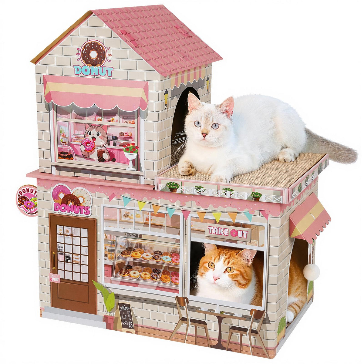 Cardboard Cat Houses for Indoor Cats Kitten Scratcher Houses Cafe Themed