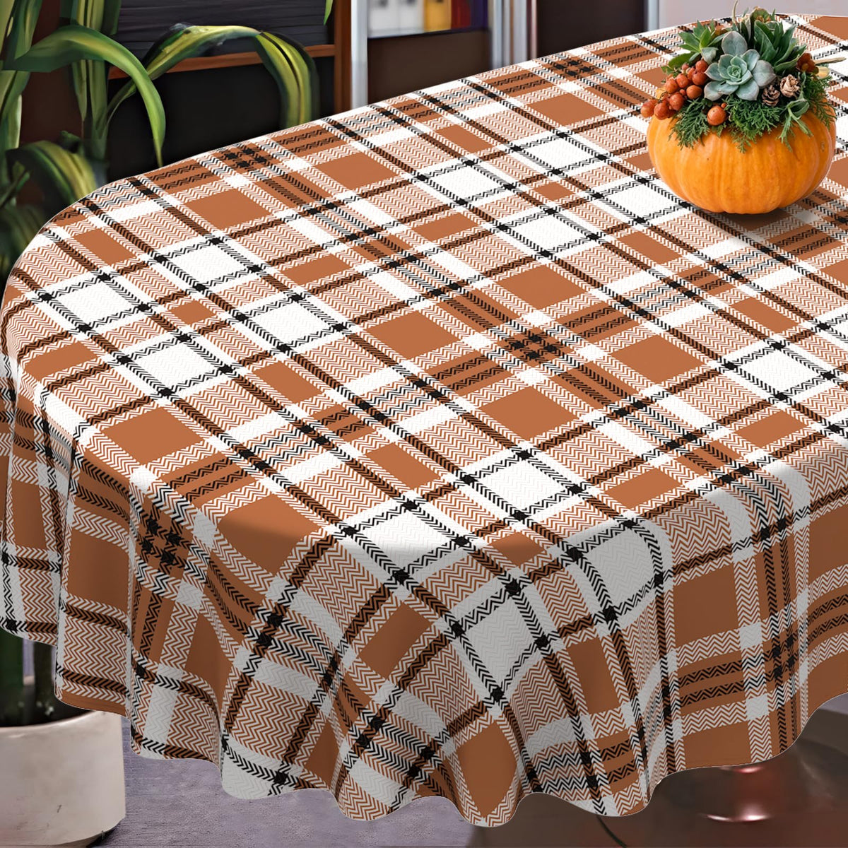 Fall Thanksgiving Tablecloth Waterproof Pumpkin Table Cloths for Autumn Harvest Indoor Outdoor Dining Room Decor-60 * 84" Oval