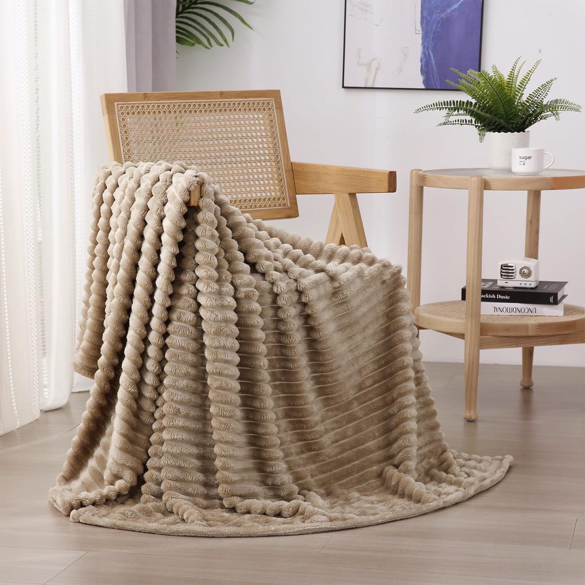 Burnt Orange Fleece Throw Blanket 50”×60” for Couch Sofa Livingroom