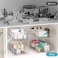 Vtopmart 4 Pack Pull Out Bathroom Under Sink Organizer (S-Standard) | Slide-out drawers, Multi-purpose storage, Clear visibility, Easy Set-up
