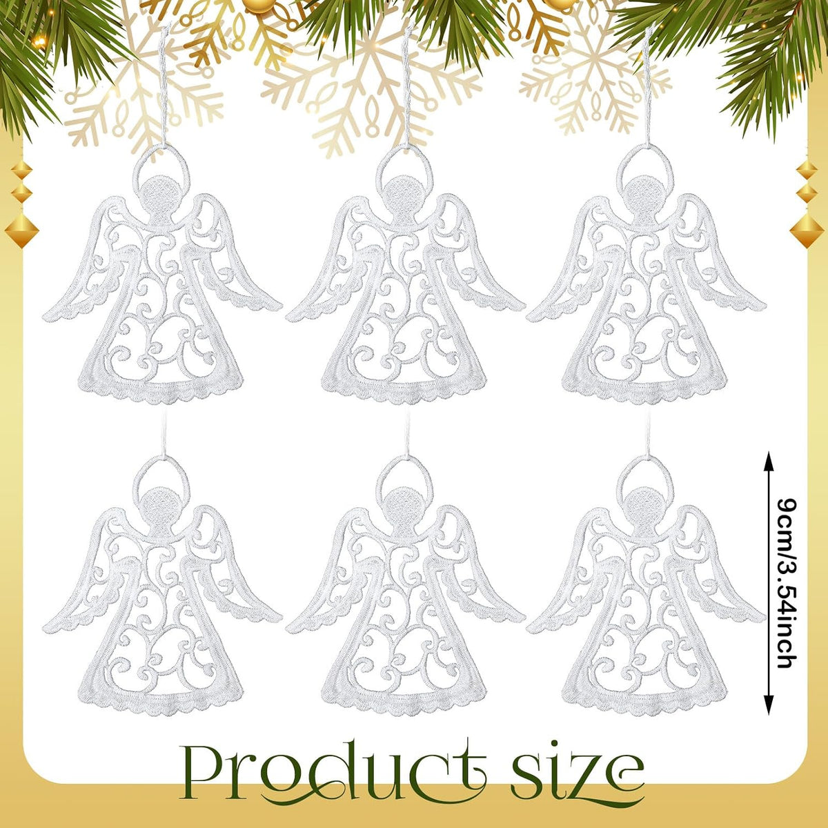 Lunmon 48 Pcs Crocheted Angel Ornaments for Christmas Tree, White Doilies