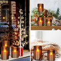 wemarry Flameless Candles 4" 5" 6" Acrylic Glass Pillars 3" Diameter Battery Operated Flickering Candles Include 8-Key Remote with Timer Function 400+ Hours (Gray, Warm Light 3 Pack)