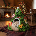 PETKARAY Christmas Tree Cat Cave Bed for Indoor Cats, Cozy Felt Cat House