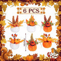 Velvet Fall Pumpkin Decor 6 Pcs, Artificial Fake Plastic Mini Pumpkins, Thanksgiving Halloween Home Table Indoor Decorations